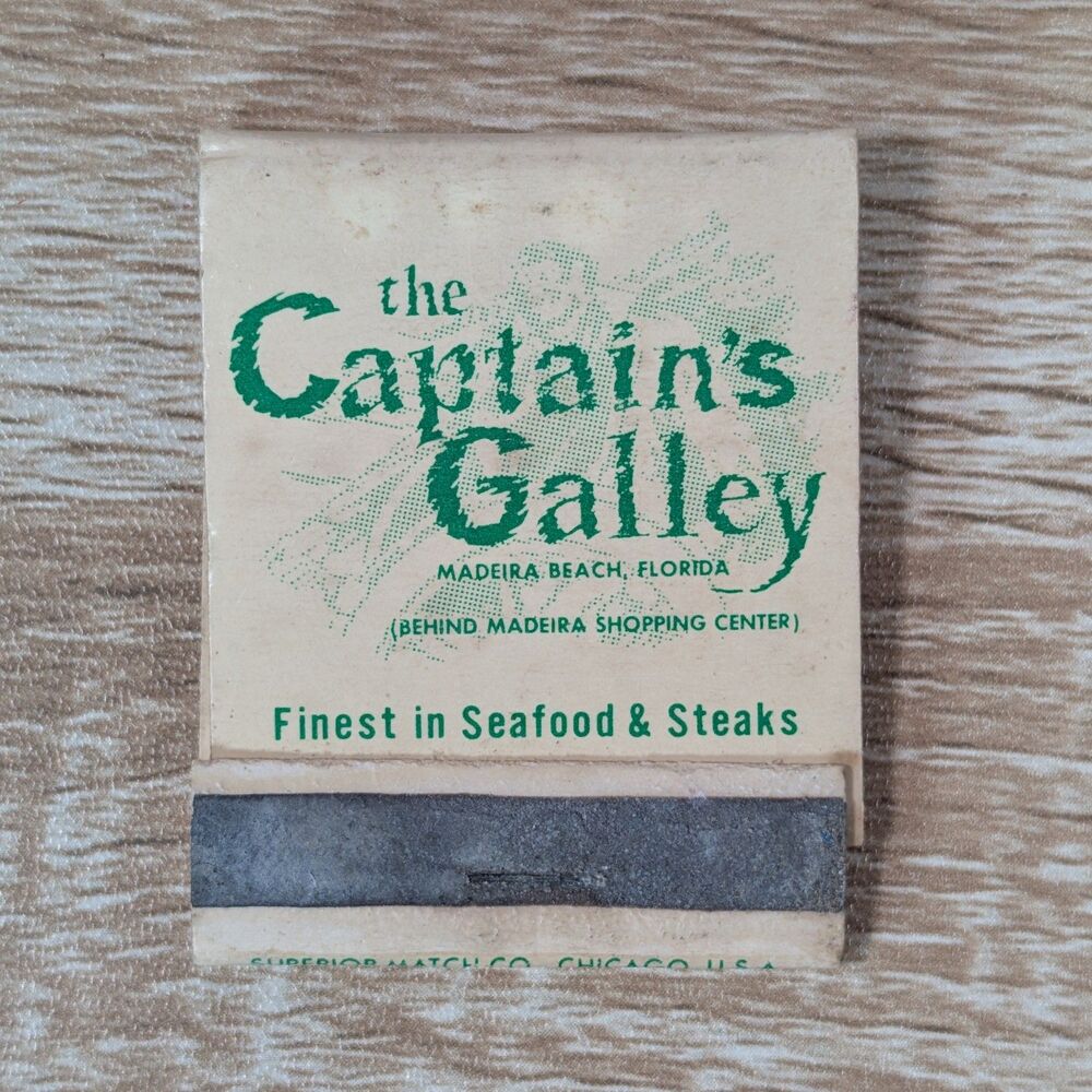 Vintage The Captain’s Galley Madeira Beach FL Matchbook